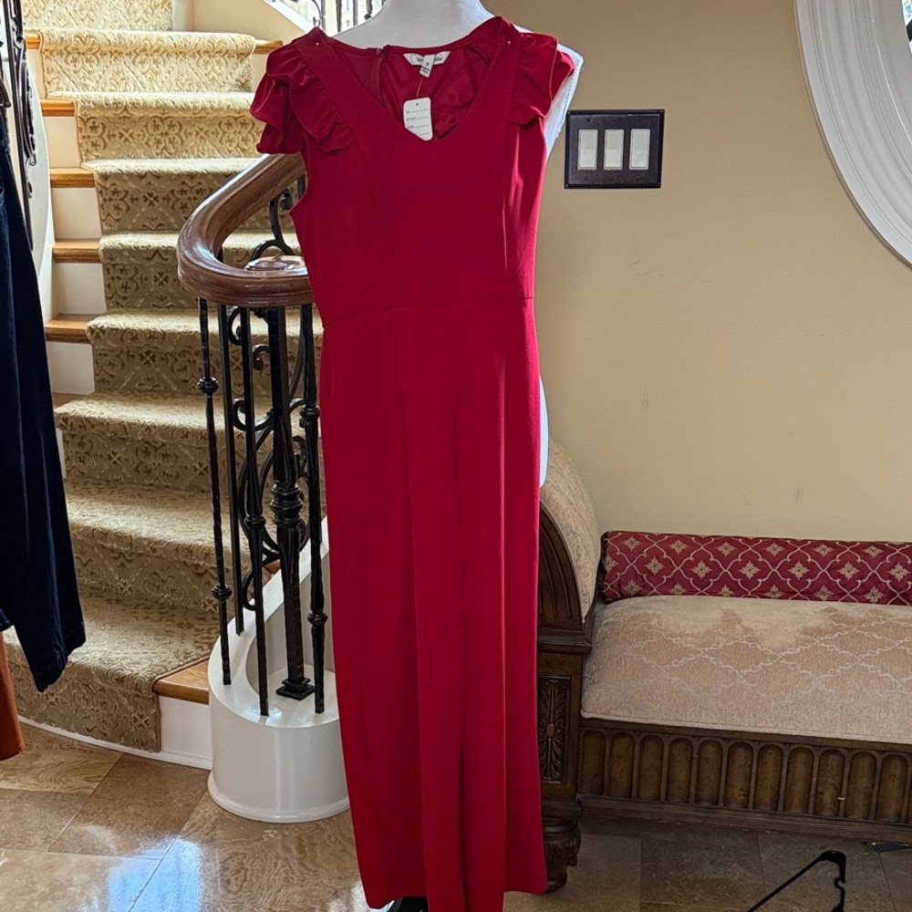 Speechless Elegant Red Ruffle Sleeve Junpsuit